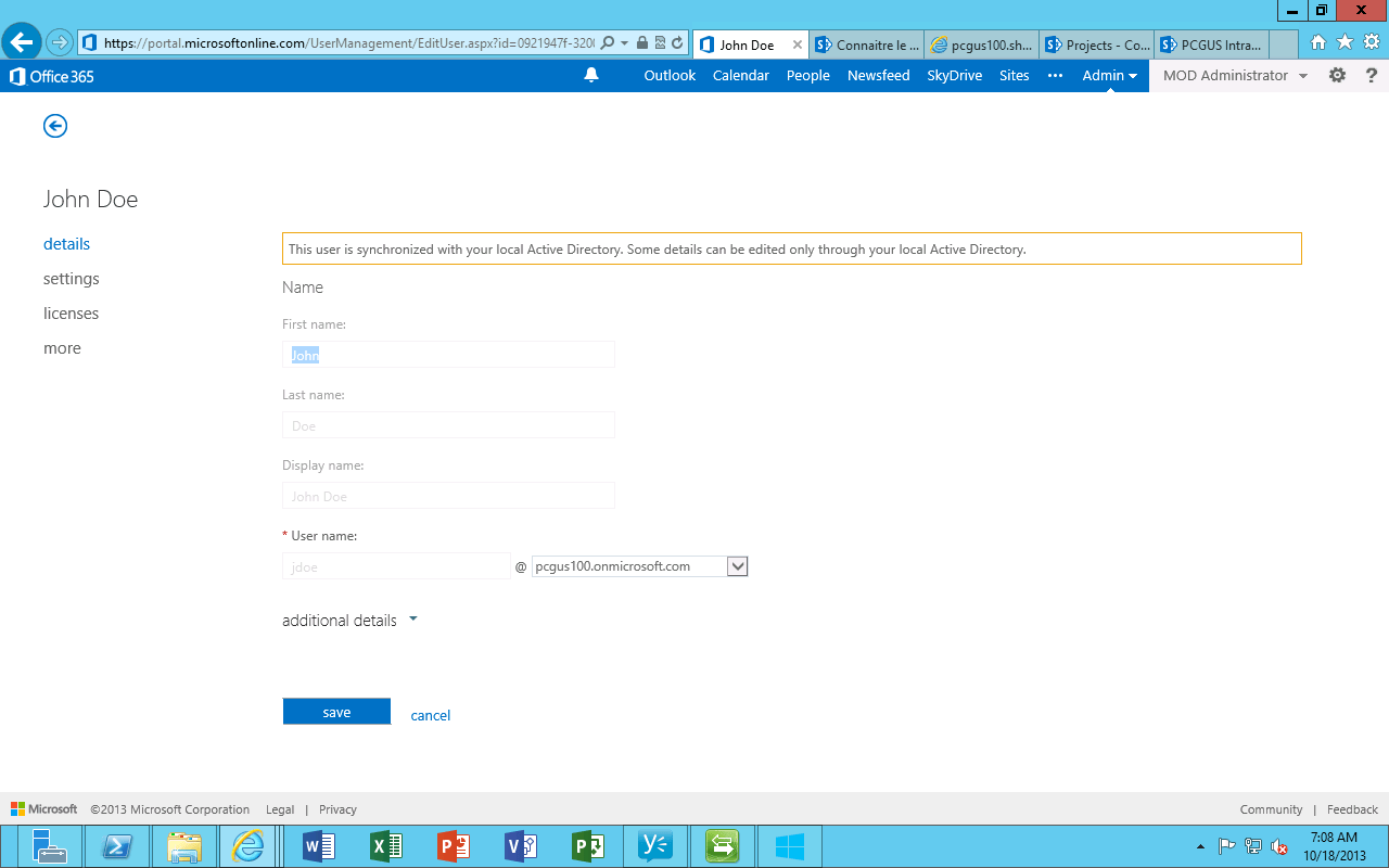 Mettre a jour l&rsquo;UPN d&rsquo;un utilisateur dans Office 365