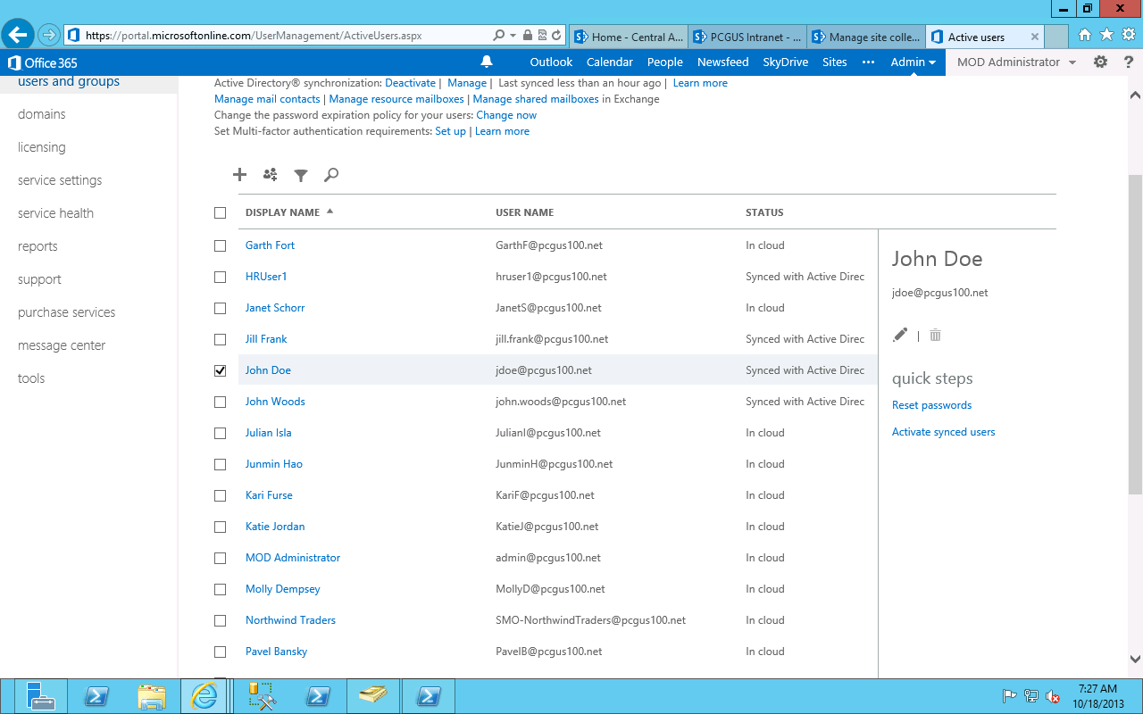 Mettre a jour l&rsquo;UPN d&rsquo;un utilisateur dans Office 365