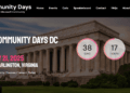 Bannière promotionnelle des M365 Community Days DC 2025, prévue le 21 février 2025 à Microsoft, Arlington, Virginie, avec le Lincoln Memorial en arrière-plan.