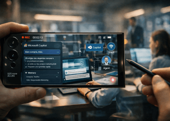 Utilisation de Microsoft Copilot sur smartphone en entreprise illustrant la contextualisation d’un agent avec mémoire, instructions et données Microsoft Graph
