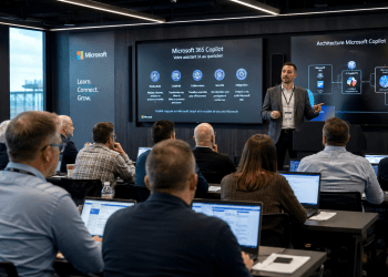 Microsoft Certified Trainer donnant une formation Microsoft à des professionnels adultes