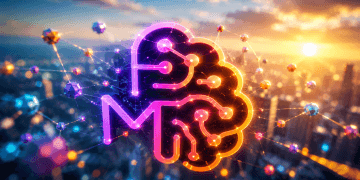 Illustration de l’Enterprise Brain par MuBrain, représentant un cerveau numérique connecté symbolisant la mémoire, les agents IA et l’intelligence collective de l’organisation.